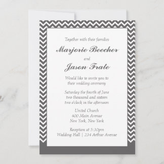 Modern Simple Chevron Wedding Invitation - Grijs Kaart