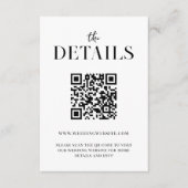 Modern Simple Chic Black en White Wedding Informatiekaartje (Voorkant)