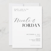 Modern Simple Chic Black en White Wedding Kaart (Voorkant)