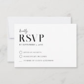 Modern Simple Chic Black en White Wedding RSVP Kaartje (Voorkant)