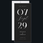 Modern Simple Chic Black en White Wedding Save The Date<br><div class="desc">Moderne bruiloft bewaar de datumkaarten met een elegant chique ontwerp en minimalistische stijl in zwart-witte kleur.</div>