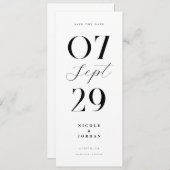 Modern Simple Chic Black en White Wedding Save The Date (Voorkant / Achterkant)