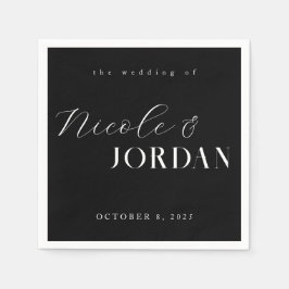 Modern Simple Chic Black en White Wedding Servet
