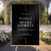 Modern Simple Chic Black en White Weduwen Welkom Acryl Bord