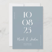Modern Simple Chic Dusty Blue Wedding Save The Date (Voorkant)