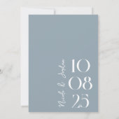 Modern Simple Chic Dusty Blue Wedding Save The Date (Achterkant)
