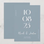 Modern Simple Chic Dusty Blue Wedding Save The Date (Voorkant / Achterkant)