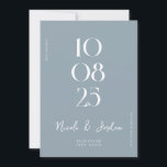 Modern Simple Chic Dusty Blue Wedding Save The Date<br><div class="desc">Moderne bruiloft bespaart de datum met elegant design en minimalistische stijl.</div>