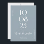 Modern Simple Chic Dusty Blue Wedding Save The Date<br><div class="desc">Moderne bruiloft bespaart de datum met elegant design en minimalistische stijl.</div>