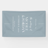 Modern Simple Chic Dusty Blue Wedding Welkom Spandoek (Horizontaal)