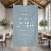 Modern Simple Chic Dusty Blue Wedding Welkom Spandoek