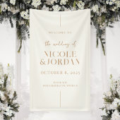 Modern Simple Chic Ivory Tan Weddenschap Welkom Spandoek