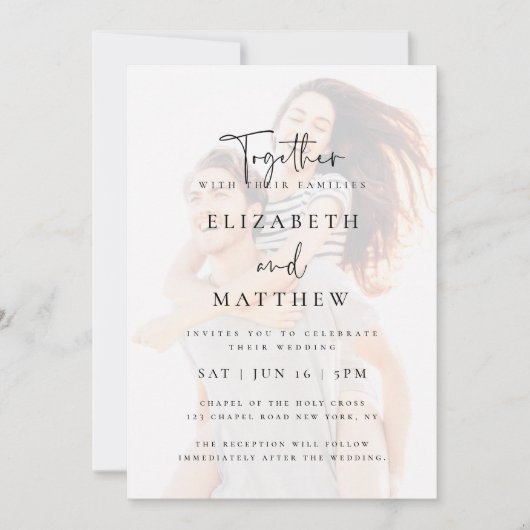 Modern Simple Chic Photo Wedding Invitation Kaart (Voorkant)