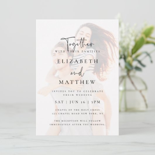 Modern Simple Chic Photo Wedding Invitation Kaart (Staand voorkant)