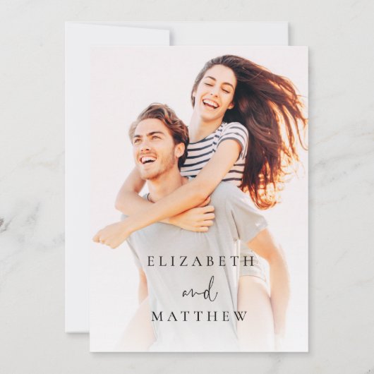 Modern Simple Chic Photo Wedding Invitation Kaart (Achterkant)