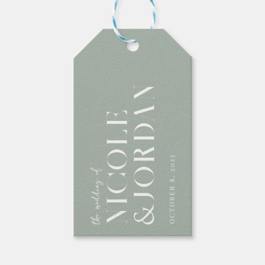Modern Simple Chic Sage Green Wedding Cadeaulabel (Voorkant)