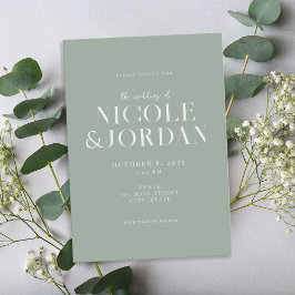 Modern Simple Chic Sage Green Wedding Kaart