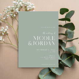 Modern Simple Chic Sage Green Wedding Kaart