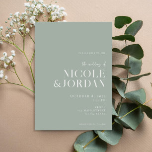 Modern Simple Chic Sage Green Wedding Kaart