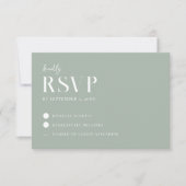 Modern Simple Chic Sage Green Wedding RSVP Kaartje (Voorkant)