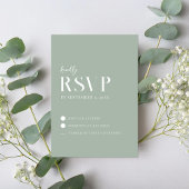 Modern Simple Chic Sage Green Wedding RSVP Kaartje
