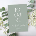 Modern Simple Chic Sage Green Wedding Save The Date<br><div class="desc">Moderne bruiloft bespaart de datum met elegant design en minimalistische stijl.</div>