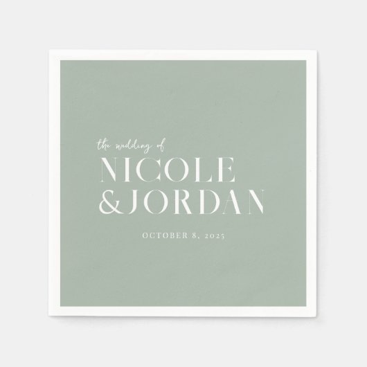 Modern Simple Chic Sage Green Wedding Servet (Voorkant)
