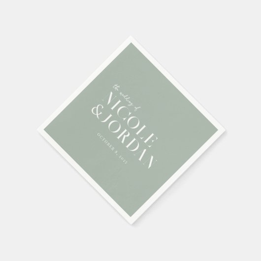 Modern Simple Chic Sage Green Wedding Servet (Hoek)