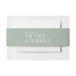 Modern Simple Chic Sage Green Wedding Uitnodigingen Wikkel