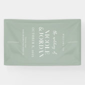 Modern Simple Chic Sage Green Wedding Welkom Spandoek (Horizontaal)