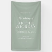 Modern Simple Chic Sage Green Wedding Welkom Spandoek (Verticaal)