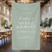 Modern Simple Chic Sage Green Wedding Welkom Spandoek