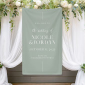 Modern Simple Chic Sage Green Wedding Welkom Spandoek