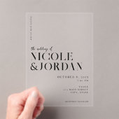 Modern Simple Chic Wedding Acryl Uitnodigingen (Insitu (Draagbaar))