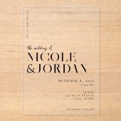 Modern Simple Chic Wedding Acryl Uitnodigingen (Voorkant)