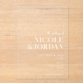Modern Simple Chic Wedding Acryl Uitnodigingen (Voorkant)