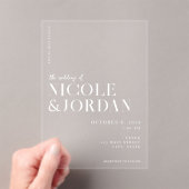 Modern Simple Chic Wedding Acryl Uitnodigingen (Insitu (Draagbaar))