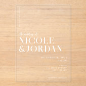 Modern Simple Chic Wedding Acryl Uitnodigingen (Voorkant)