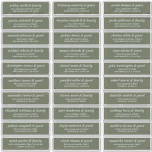 Modern Simple Chic Wedding Guest Names Address Sticker