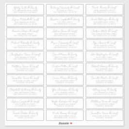 Modern Simple Chic Wedding Guest Names Address Sticker