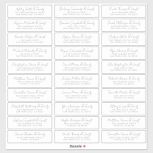 Modern Simple Chic Wedding Guest Names Address Sticker