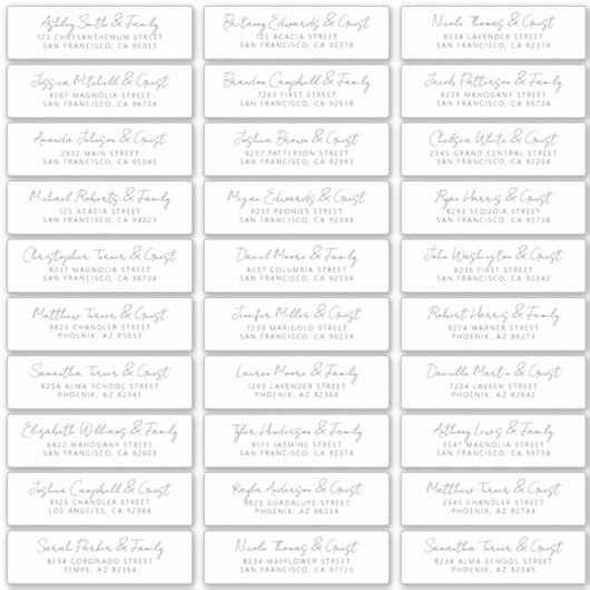 Modern Simple Chic Wedding Guest Names Address Sticker (Voorkant)