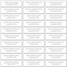 Modern Simple Chic Wedding Guest Names Address Sticker