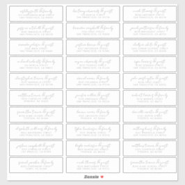 Modern Simple Chic Wedding Guest Names Address Sticker