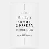 Modern Simple Chic Wedding Welkom Acryl Bord (Voorkant)