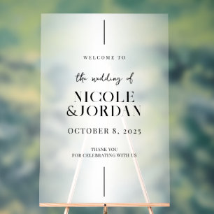 Modern Simple Chic Wedding Welkom Acryl Bord