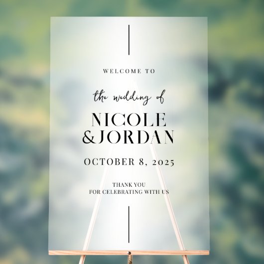 Modern Simple Chic Wedding Welkom Acryl Bord (Neutraal)