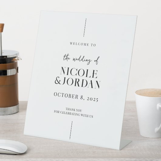 Modern Simple Chic Wedding Welkom Reclamebord Met Voetstuk (Insitu)