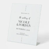 Modern Simple Chic Wedding Welkom Reclamebord Met Voetstuk (Voorkant)