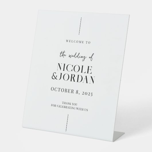 Modern Simple Chic Wedding Welkom Reclamebord Met Voetstuk (Voorkant)